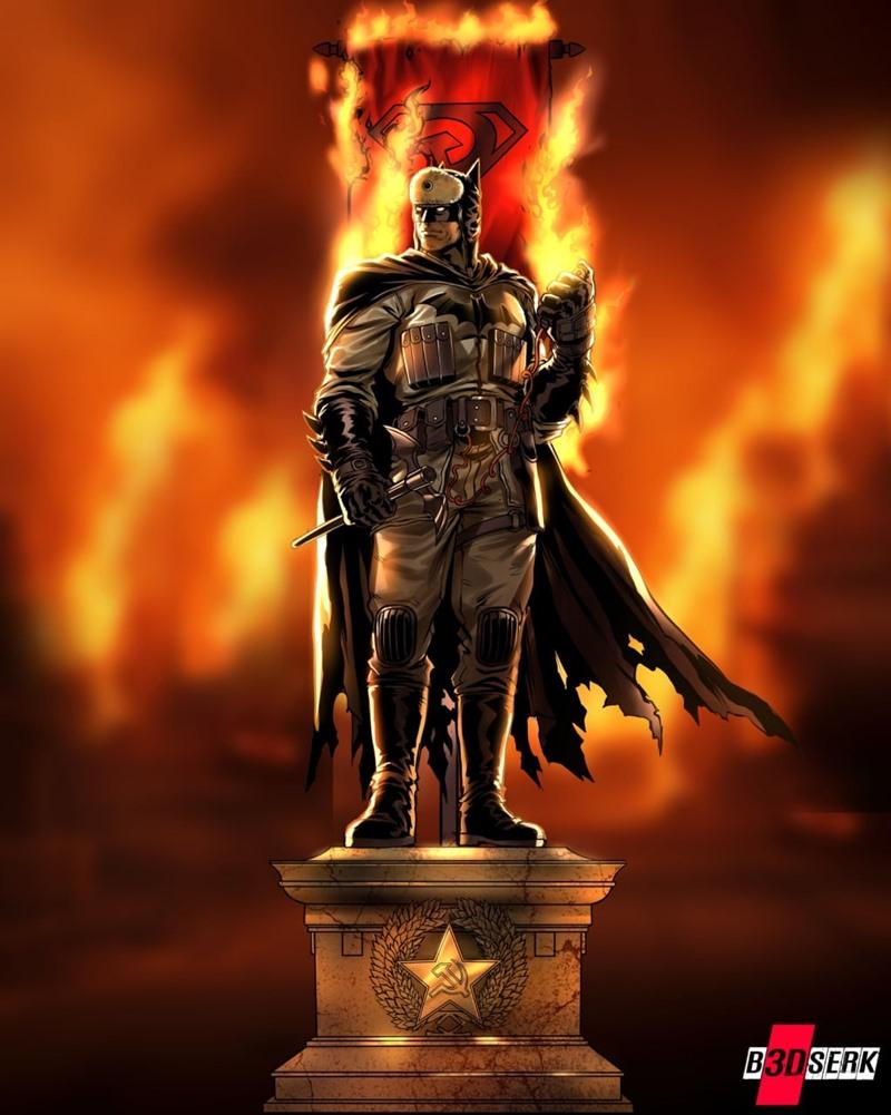 B3DSERK - 红太阳蝙蝠侠 3D打印雕塑模型|B3DSERK – Batman Red Son Sculpture – 3D Print Model STL