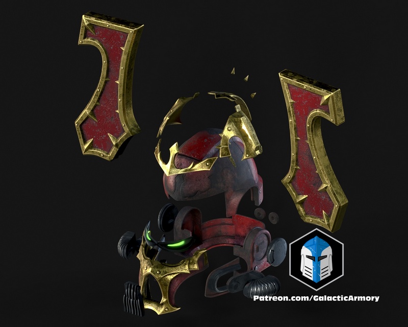 银河武库 - 空间战士2 - 混沌头盔 3D打印模型|Galactic Armory – Space Marine 2 – Chaos Helmet – 3D Print Model