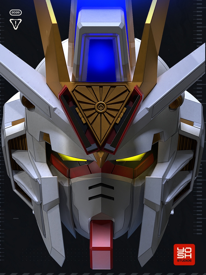 Yosh Studios - 机动战士高达 战斗头盔 3D打印模型|Yosh Studios – Gundam Mighty Strike Helmet – 3D Print Model