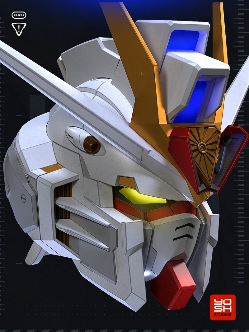 Yosh Studios - 机动战士高达 战斗头盔 3D打印模型|Yosh Studios – Gundam Mighty Strike Helmet – 3D Print Model