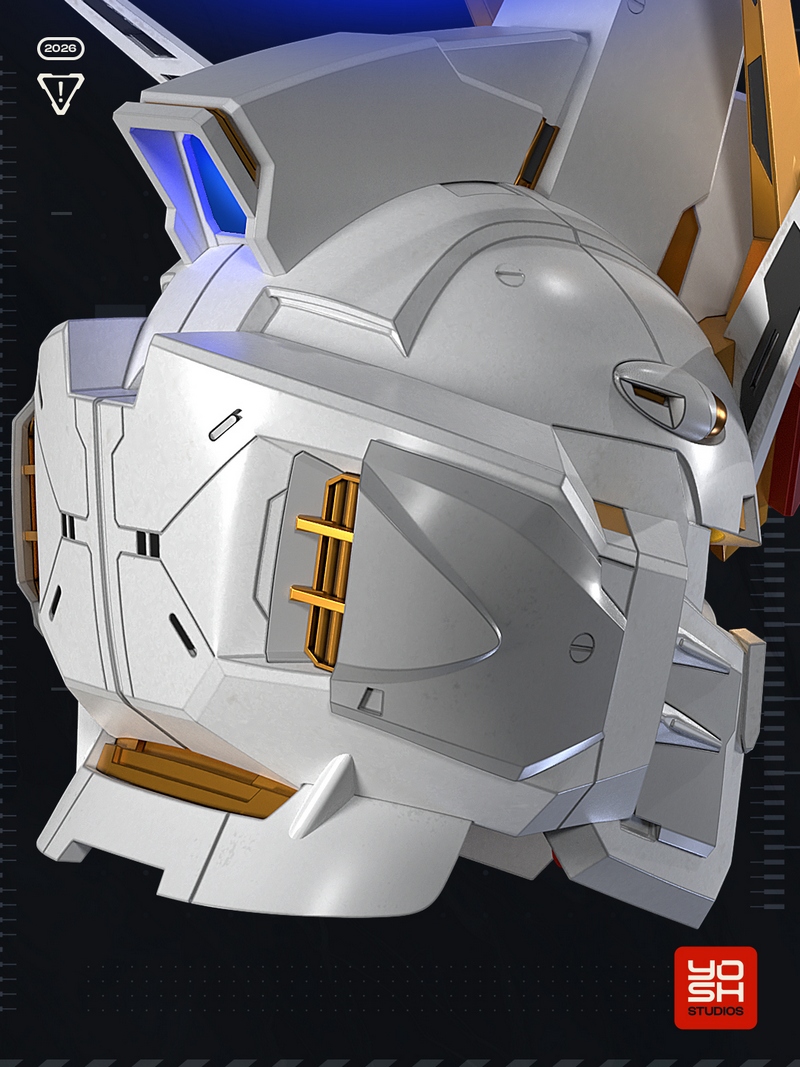 Yosh Studios - 机动战士高达 战斗头盔 3D打印模型|Yosh Studios – Gundam Mighty Strike Helmet – 3D Print Model