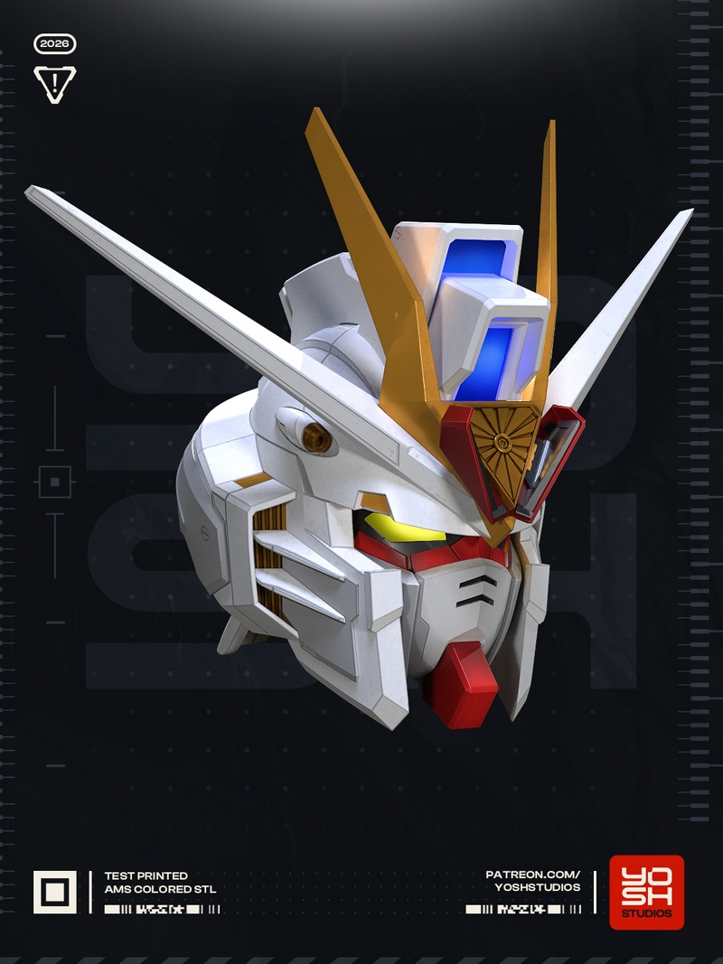 Yosh Studios - 机动战士高达 战斗头盔 3D打印模型|Yosh Studios – Gundam Mighty Strike Helmet – 3D Print Model