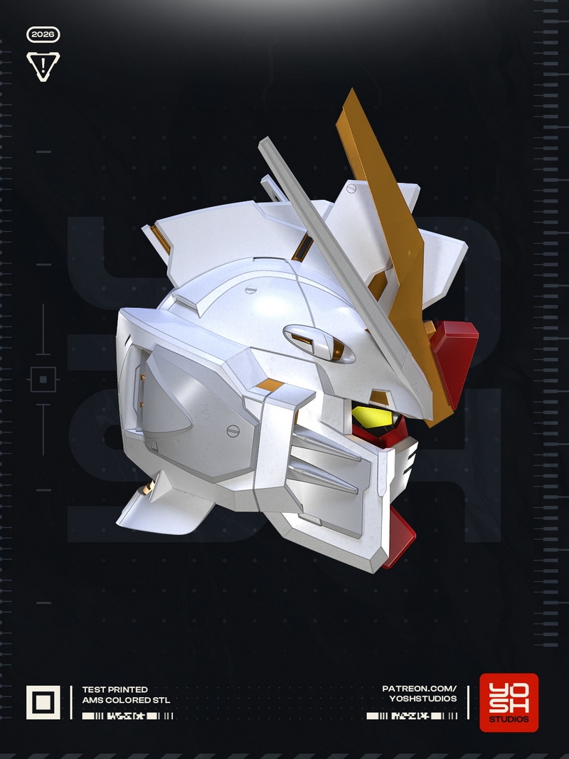 Yosh Studios - 机动战士高达 战斗头盔 3D打印模型|Yosh Studios – Gundam Mighty Strike Helmet – 3D Print Model