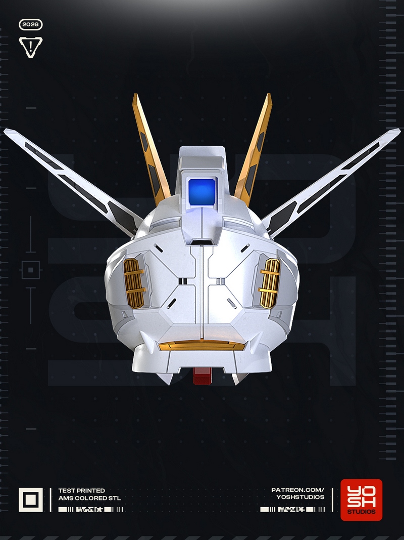 Yosh Studios - 机动战士高达 战斗头盔 3D打印模型|Yosh Studios – Gundam Mighty Strike Helmet – 3D Print Model