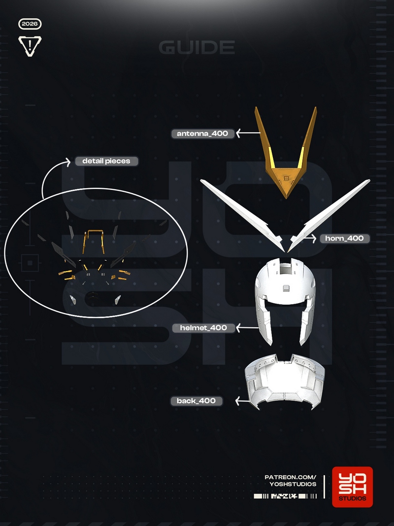 Yosh Studios - 机动战士高达 战斗头盔 3D打印模型|Yosh Studios – Gundam Mighty Strike Helmet – 3D Print Model