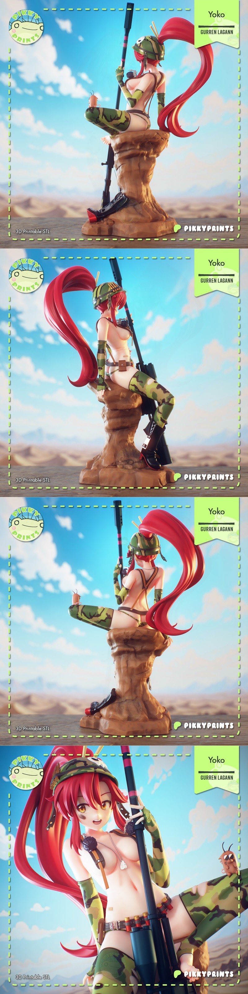 Pikky Prints - 《Gurren Lagann》叶可·利特纳 3D打印模型|Pikky Prints – Gurren Lagann – Yoko Littner – 3D Print Model STL
