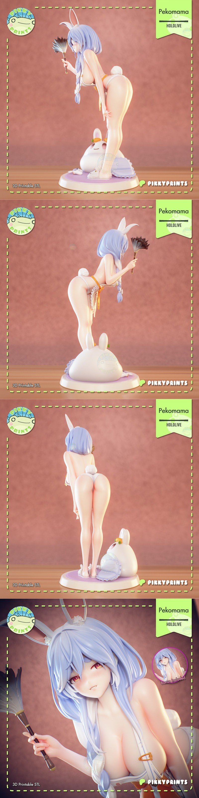 Pikky Prints 3D打印模型：Pekomama角色动漫造型 STL文件|Pikky Prints – Hololive – Pekomama – 3D Print Model STL