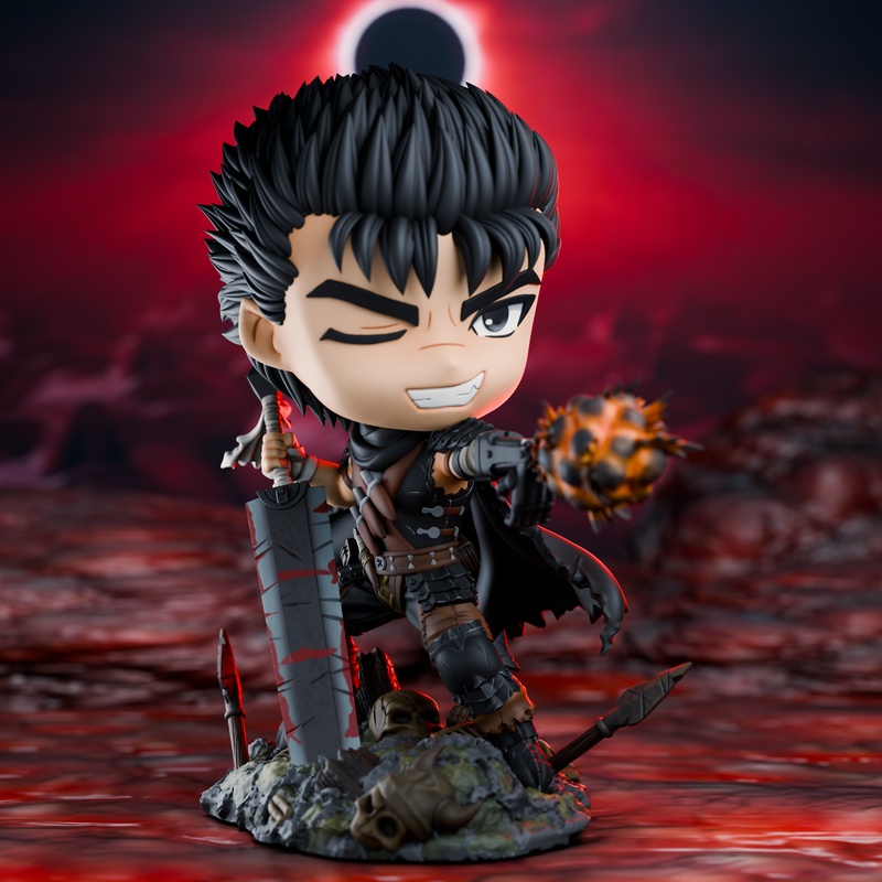 Berserk角色Guts 3D打印迷你玩偶|Chbi Land Figures – Guts – Berserk – Chibi – 3D Print Model