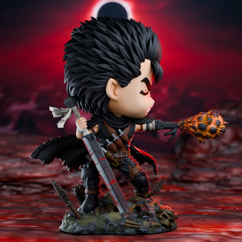 Berserk角色Guts 3D打印迷你玩偶|Chbi Land Figures – Guts – Berserk – Chibi – 3D Print Model