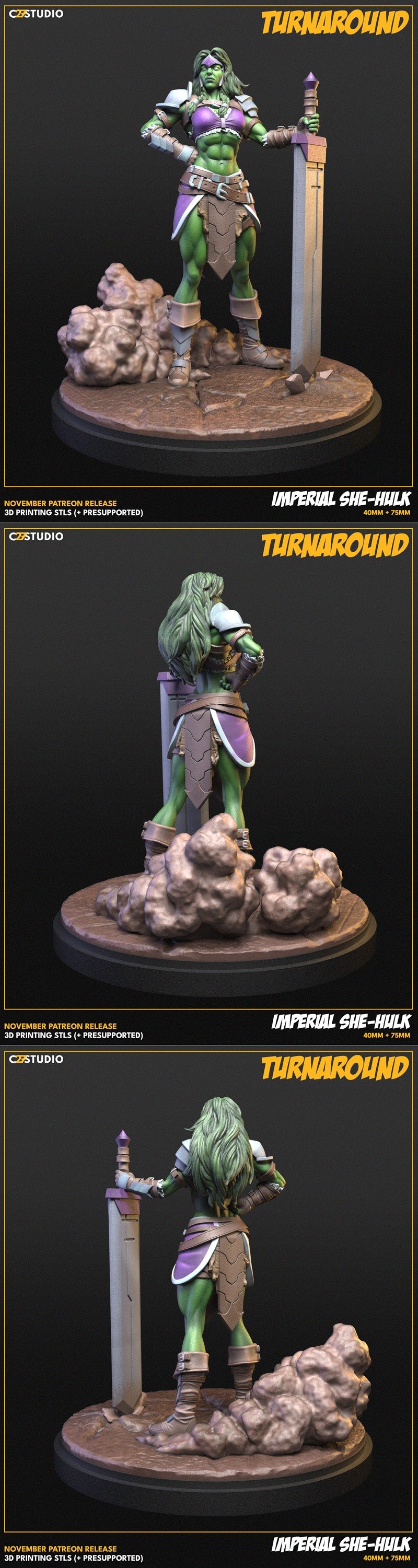 C27迷你模型：帝国女浩克3D打印雕塑|C27 Minis – Imperial She-Hulk – 3D Print Model STL