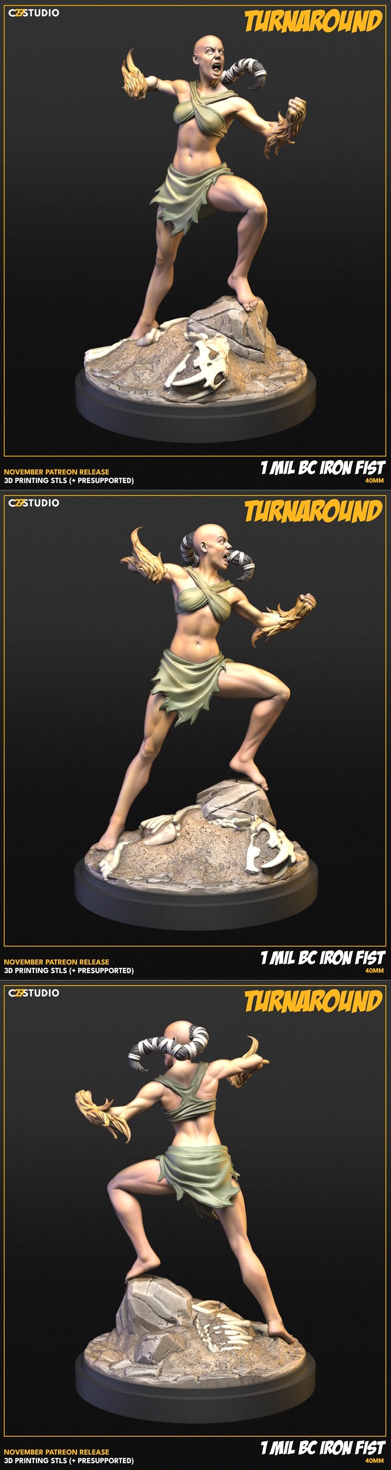 C27迷你模型：万年前铁拳 3D打印雕塑|C27 Minis – Million BC Iron Fist – 3D Print Model STL