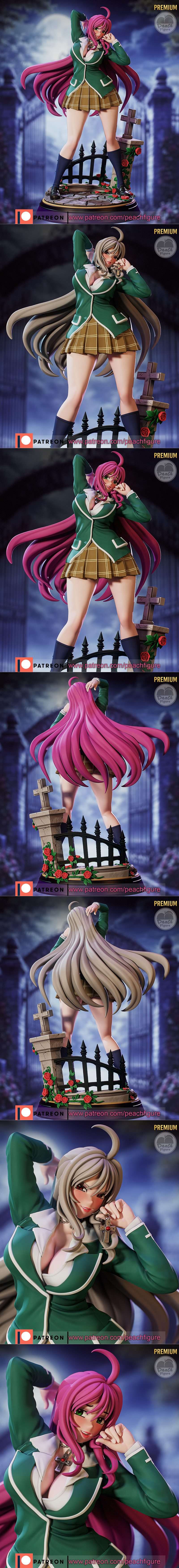 桃形少女——摩卡·阿卡西娅 3D打印模型|Peach Figure – Moka Akashiya Merged Pink Hair – 3D Print Model STL