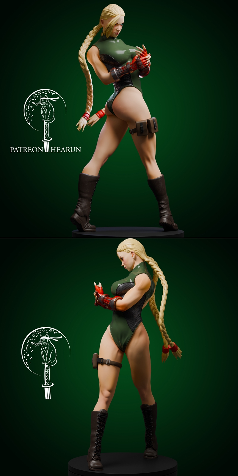 Hearun - 防御街机战士 - 3D打印模型|Hearun – Cammy Street fighter – Classic – 3D Print Model STL