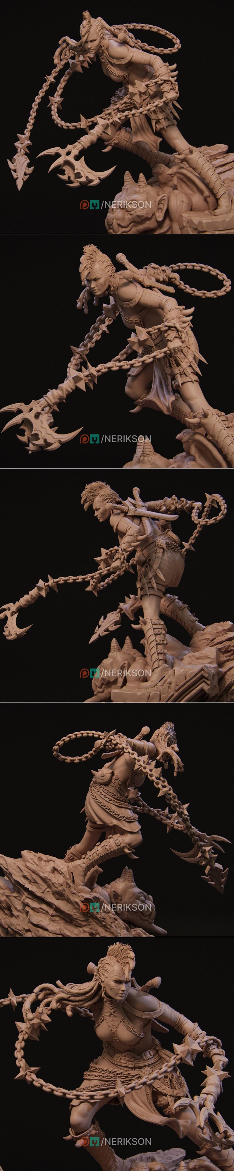 Nerikson 3D打印模型：Zestari 影之精灵链战者|Nerikson – Zestari The ShadowElf ChainWarrior – 3D Print Model STL