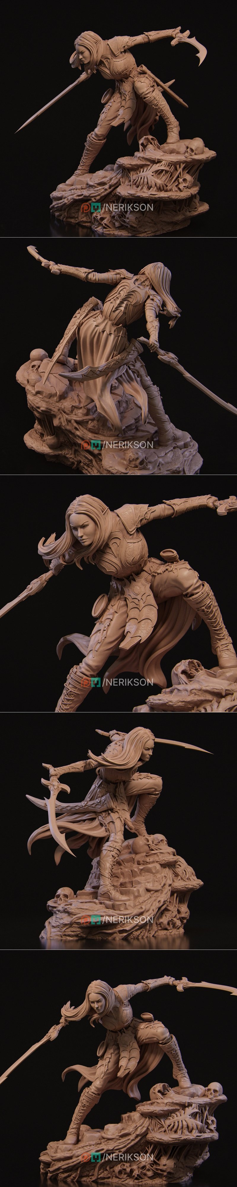 Nerikson 丽尔琳 深夜族战士 3D打印模型|Nerikson – Lierin The Drow Fighter – 3D Print Model STL