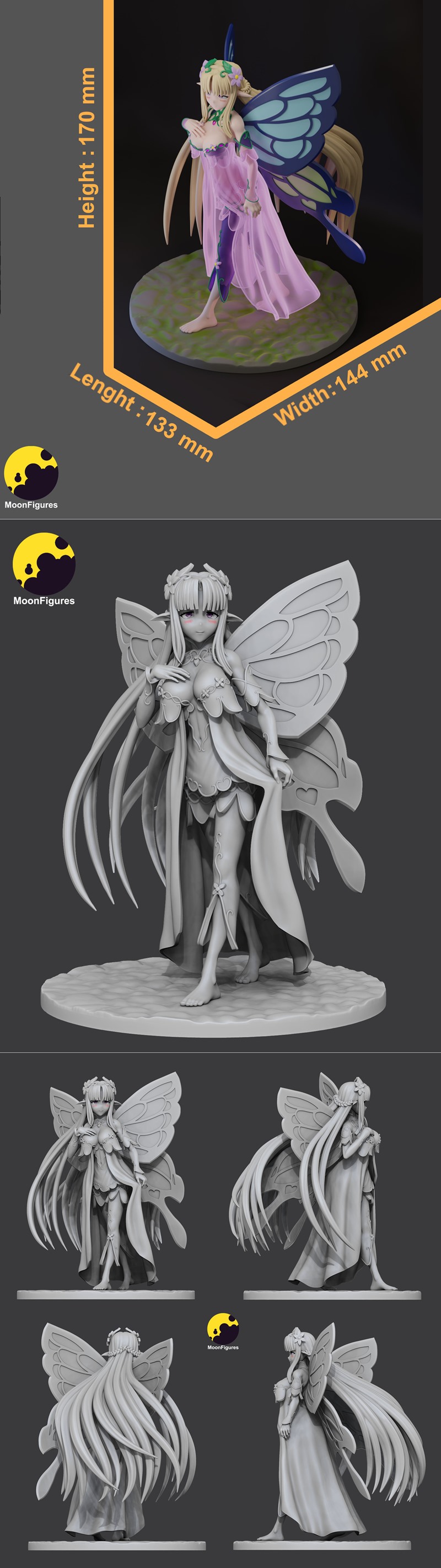月之图腾——蒂塔尼亚 3D打印模型|MoonFigures – Titania – 3D Print Model STL