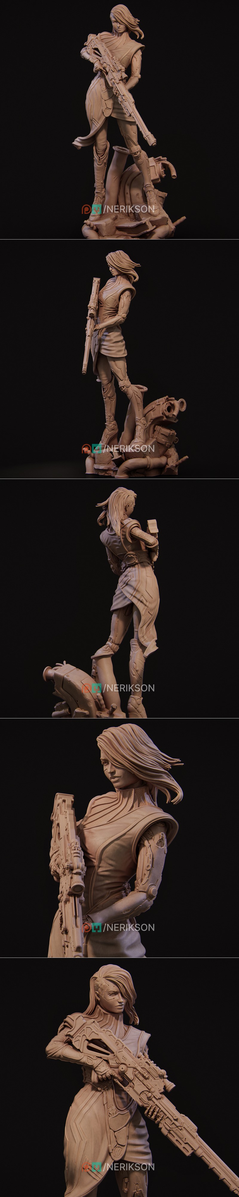 Nerikson 3D打印狙击手刺客模型 Aryn|Nerikson – Aryn The Sniper Assassin Standing – 3D Print Model STL