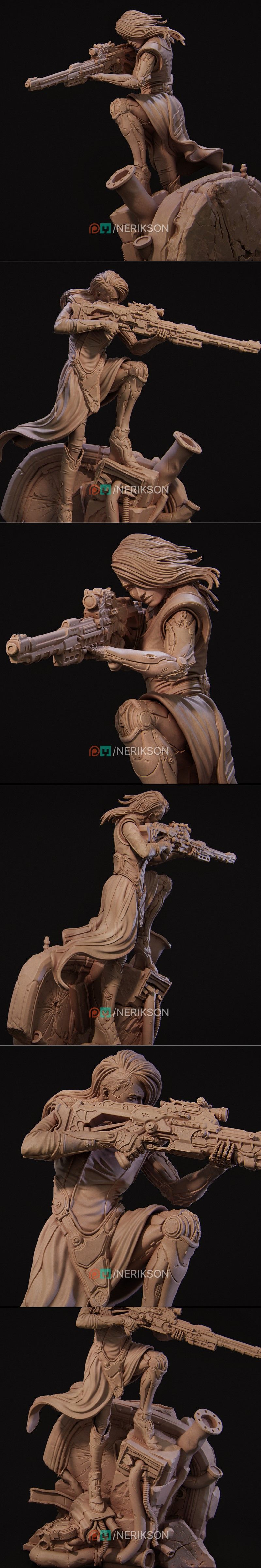 Nerikson 3D打印狙击手刺客模型 Aryn|Nerikson – Aryn the Sniper Assassin – 3D Print Model STL