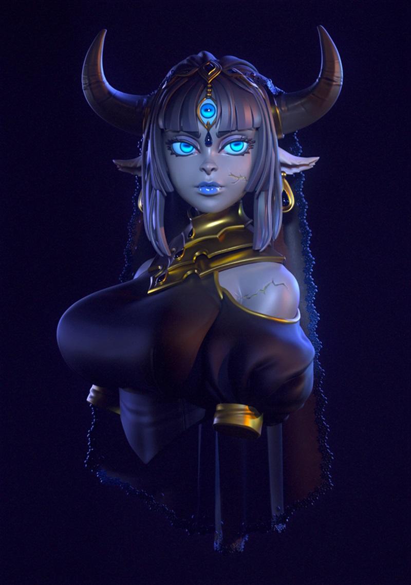 Jinn Hunter阿玛拉 3D打印模型|Jinn Hunter Amara Bust – 3D Print Model STL