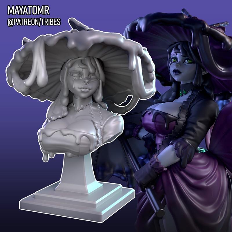 哭泣的黏液蛛女 3D打印模型|Weeping Slime Widow Bust – 3D Print Model STL