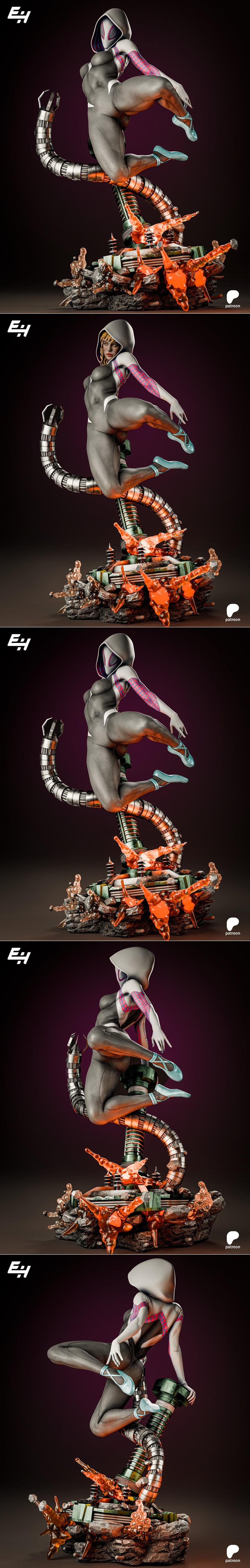 EH工作室 SpiderGirl Sharehammer Plus 3D打印模型|EH Studios – SpiderGirl Sharehammer Plus Figures – 3D Print Model STL