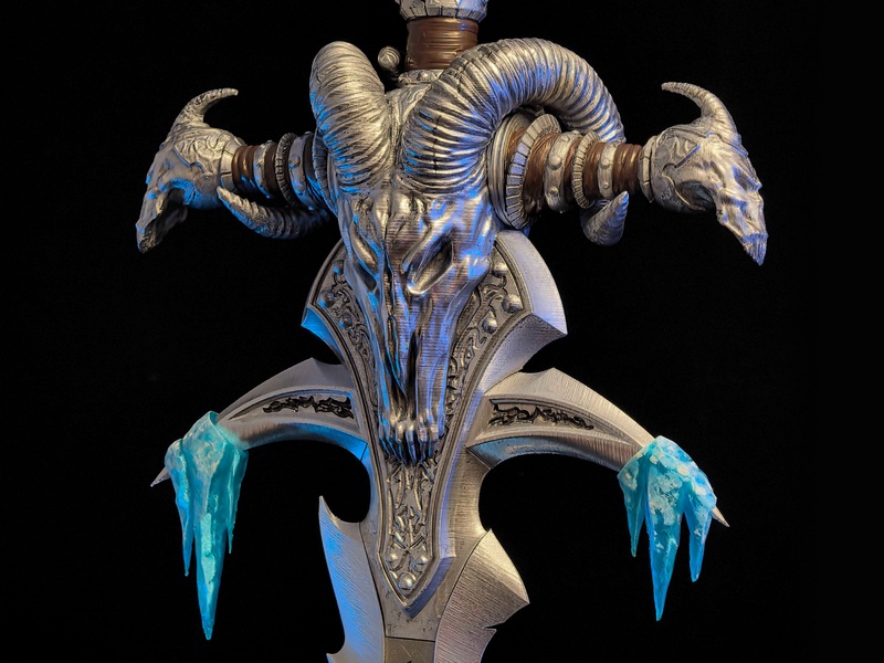 魔兽世界：寒冰之剑 3D打印模型|Warcraft – Frostmourne and Base – 3D Print Model