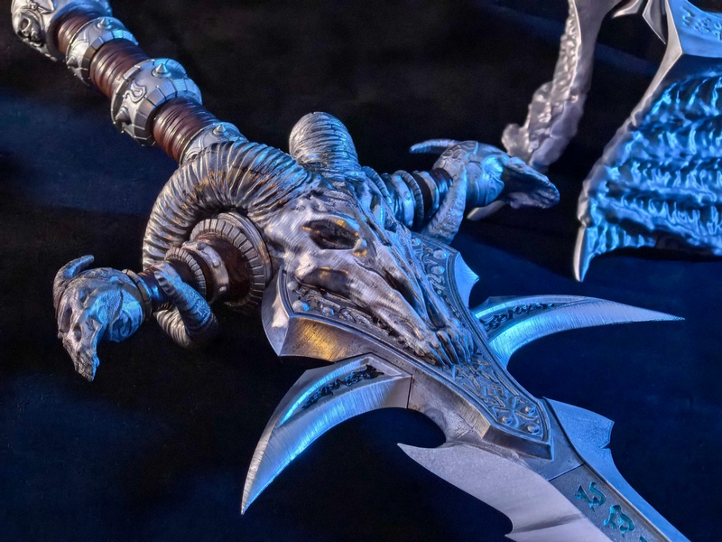 魔兽世界：寒冰之剑 3D打印模型|Warcraft – Frostmourne and Base – 3D Print Model