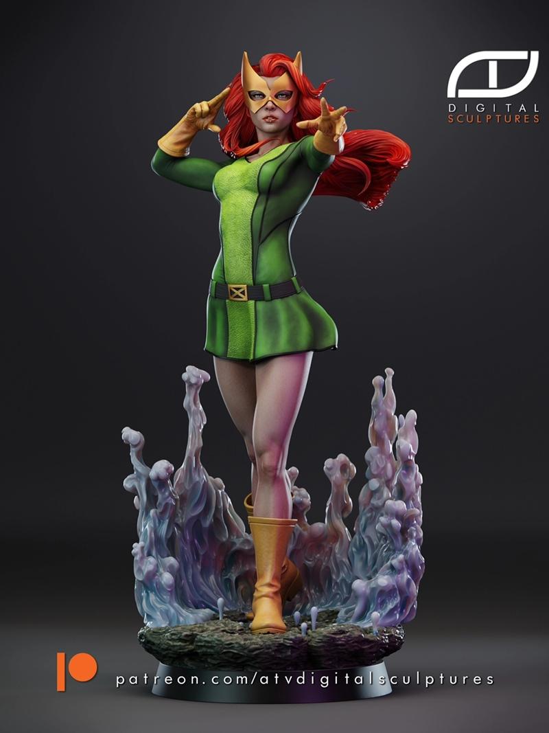 ATV数码雕塑 | 马尔维斯女孩·Jean Grey | 3D打印模型 STL|ATV Digital Sculptures – Marvel Girl – Jean Grey – 3D Print Model STL