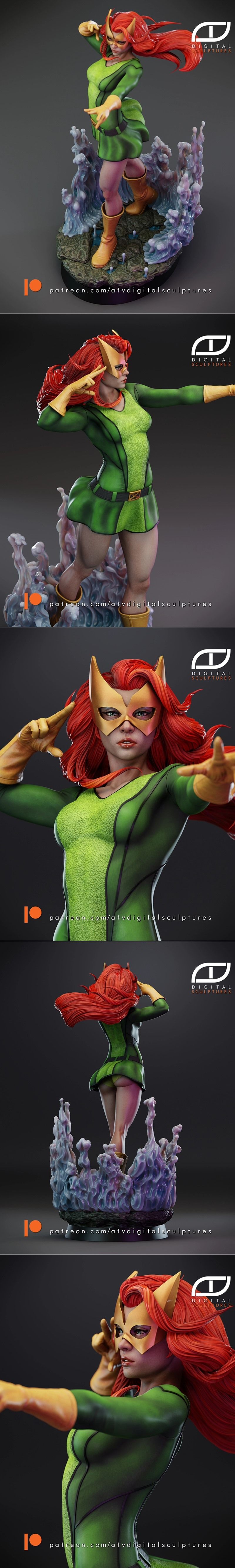 ATV数码雕塑 | 马尔维斯女孩·Jean Grey | 3D打印模型 STL|ATV Digital Sculptures – Marvel Girl – Jean Grey – 3D Print Model STL