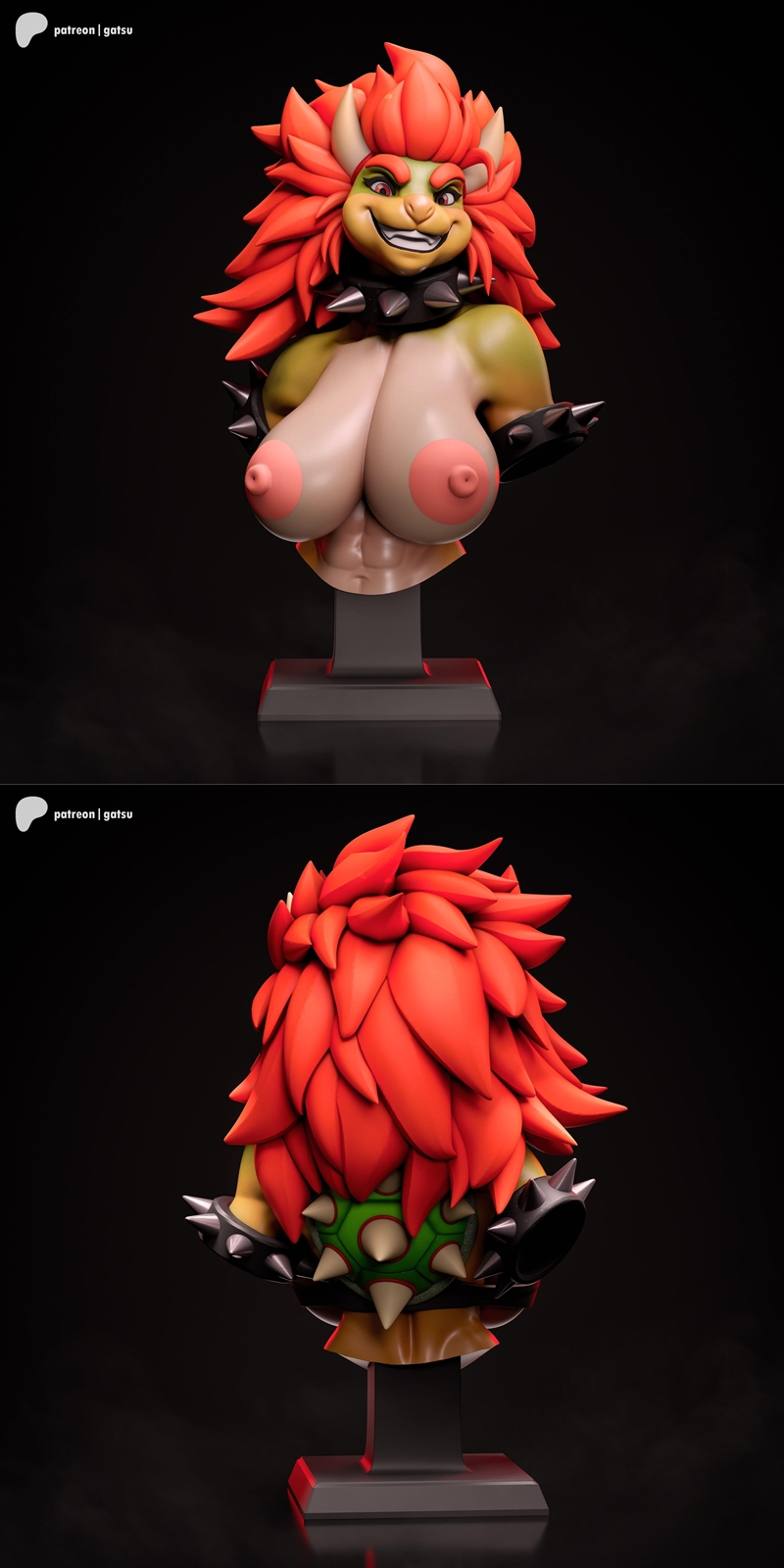 Gatsu Studios - 火山王喷火龙 3D打印模型|Gatsu Studios – Bowser Bust – 3D Print Model STL