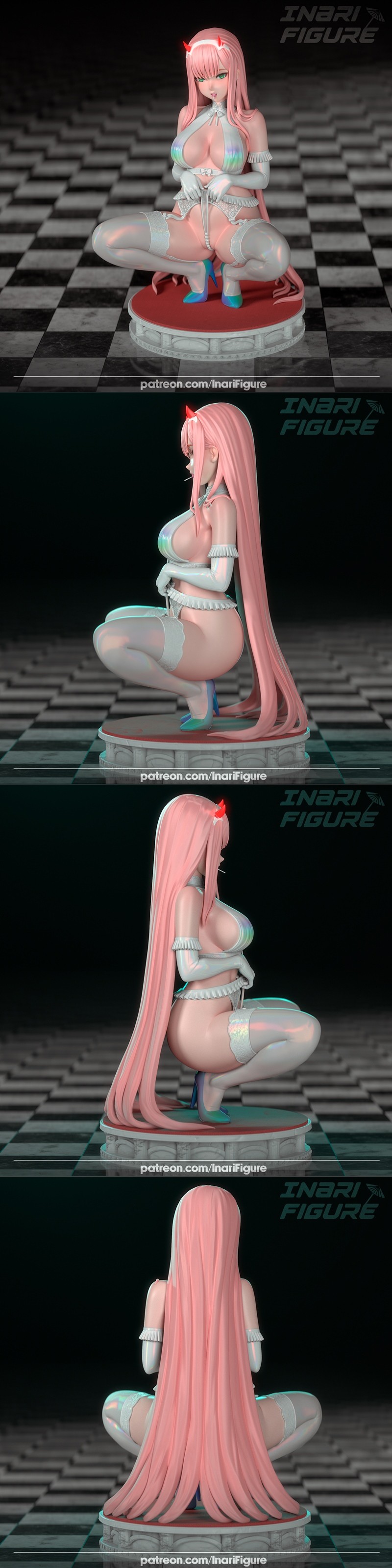 Inari系列3D打印模型：弗兰克斯之恋·零二角色立体模型|Inari Figures – Darling in the Franxx – Zero Two – 3D Print Model STL