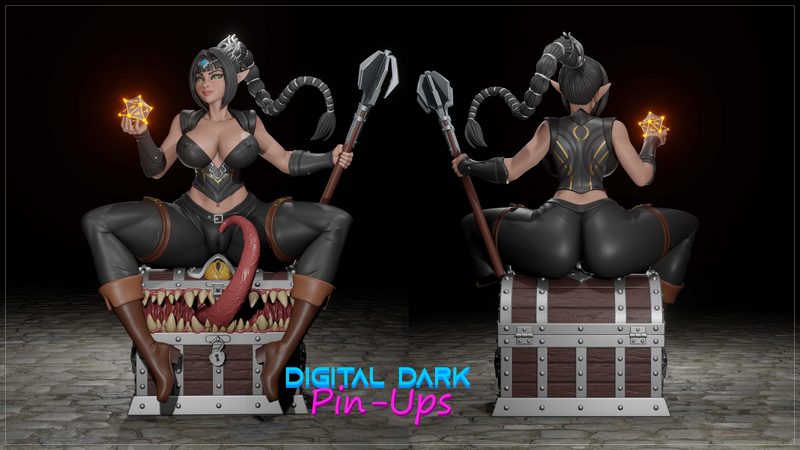 数字暗影贴图——影心与模仿者 3D打印模型|Digital Dark Pin-Ups – Shadowheart and Mimic – 3D Print Model
