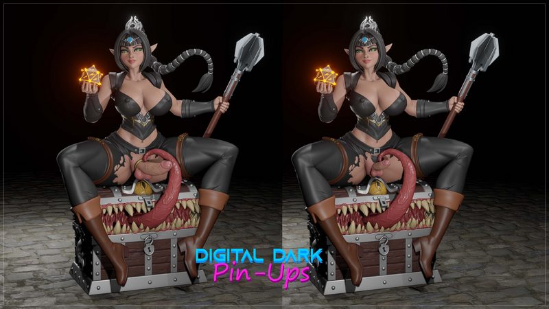 数字暗影贴图——影心与模仿者 3D打印模型|Digital Dark Pin-Ups – Shadowheart and Mimic – 3D Print Model