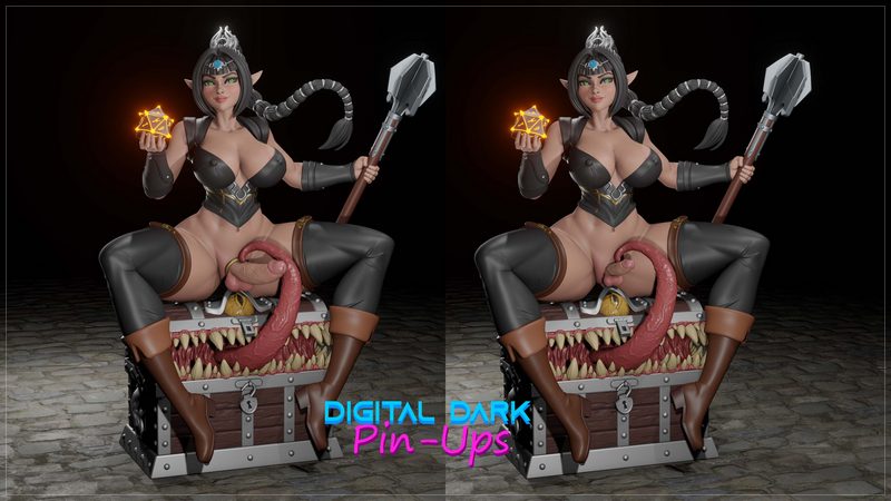 数字暗影贴图——影心与模仿者 3D打印模型|Digital Dark Pin-Ups – Shadowheart and Mimic – 3D Print Model