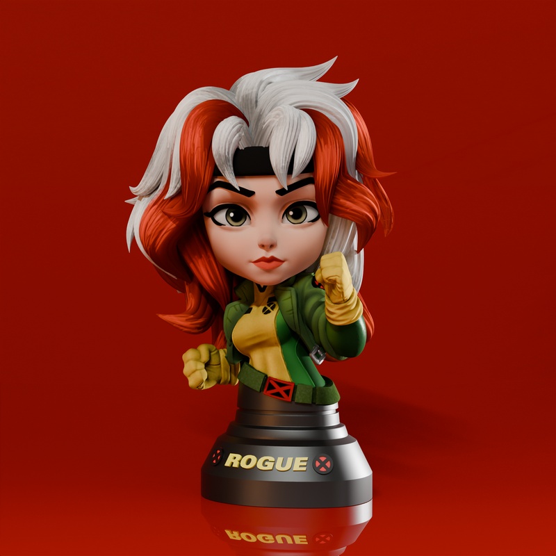 X战警系列萌系小模型3D打印雕塑|Chibi Land Figures – Rogue Bust (X-Men) Chibi – 3D Print Model