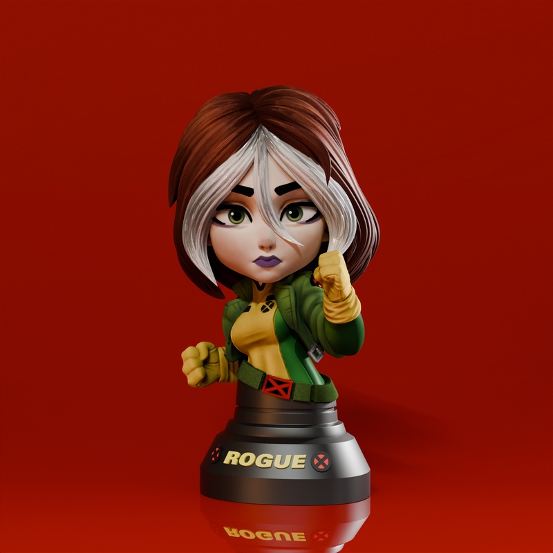 X战警系列萌系小模型3D打印雕塑|Chibi Land Figures – Rogue Bust (X-Men) Chibi – 3D Print Model
