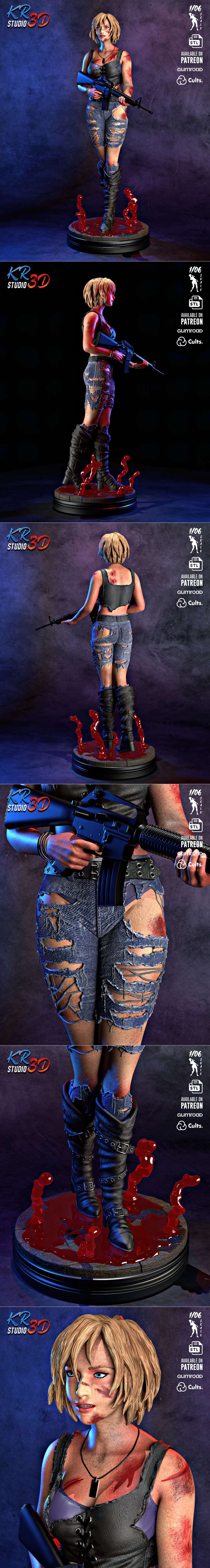 KR3D工作室 - 3D打印模型 - Aya Brea 三周年生日限定款|KR3D Studio – Aya Brea (The 3rd Birthday) – 3D Print Model STL