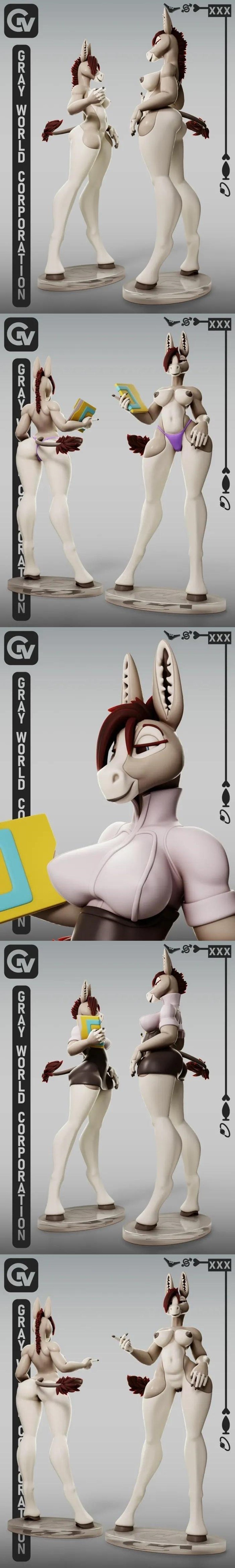 灰世界公司 - 3D打印模型 - 毛茸茸的驴|Gray World Corporation – Furry Donkey – 3D Print Model STL
