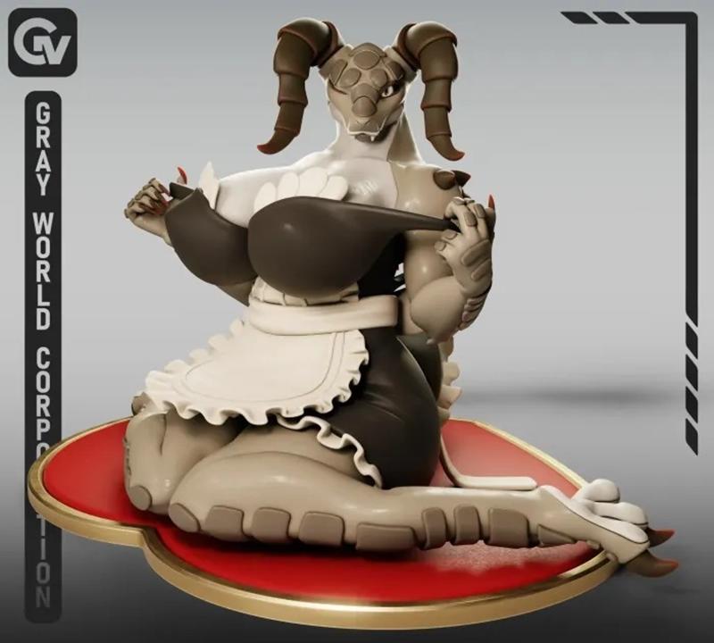 灰世界公司 - 死爪女仆坠落 - 3D打印模型|Gray World Corporation – Deathclaw Maid Fallout – 3D Print Model STL