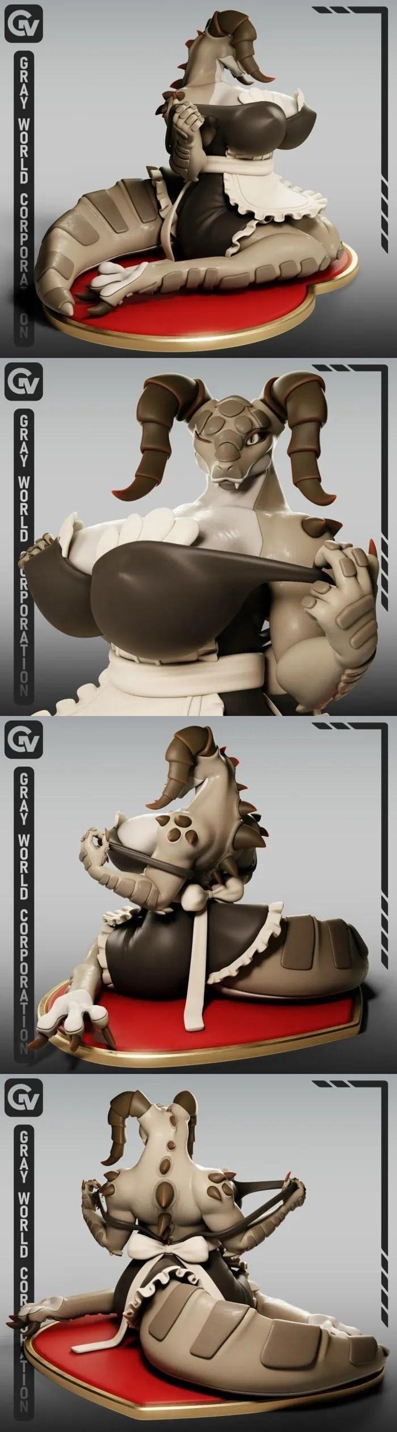 灰世界公司 - 死爪女仆坠落 - 3D打印模型|Gray World Corporation – Deathclaw Maid Fallout – 3D Print Model STL