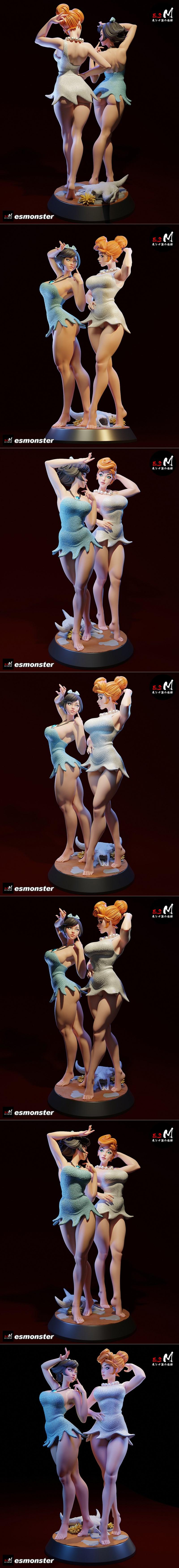 E.S.怪物 - 巴蒂·鲁布与威尔玛 P2 - 3D打印模型|E.S Monster – Betty Rubble & Wilma P2 – 3D Print Model STL