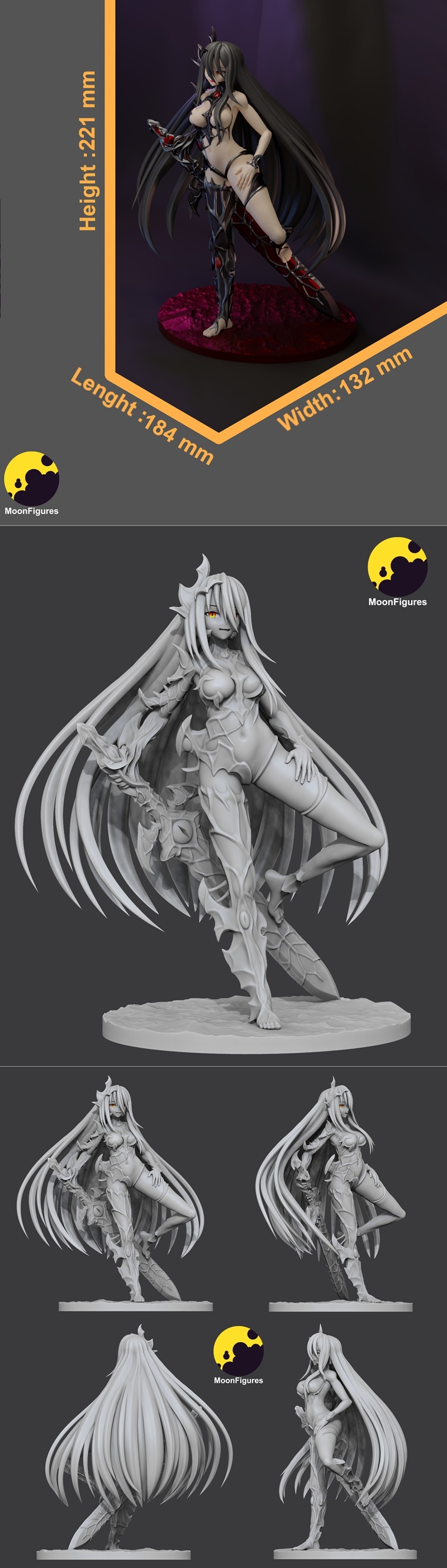 月之图腾——陨刃——3D打印模型|MoonFigures – Crused Sword – 3D Print Model STL