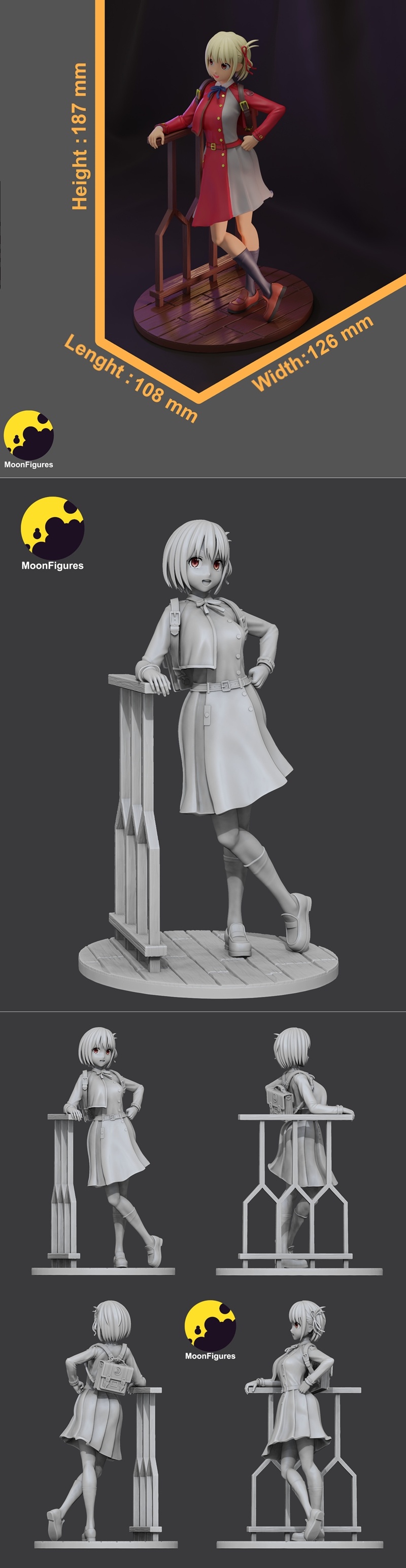 月之图腾 - 野口智子 - 3D打印模型|MoonFigures – Chisato Nishikigi – 3D Print Model STL
