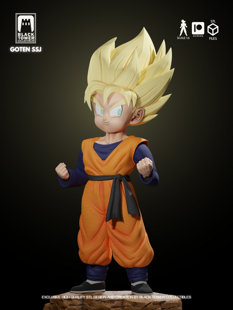 黑塔收藏品-悟天SSJ-3D打印模型|Black Tower Collectibles – Goten SSJ – 3D Print Model