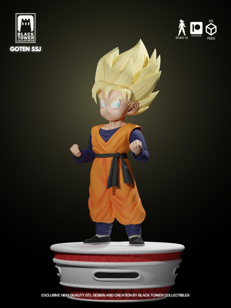 黑塔收藏品-悟天SSJ-3D打印模型|Black Tower Collectibles – Goten SSJ – 3D Print Model