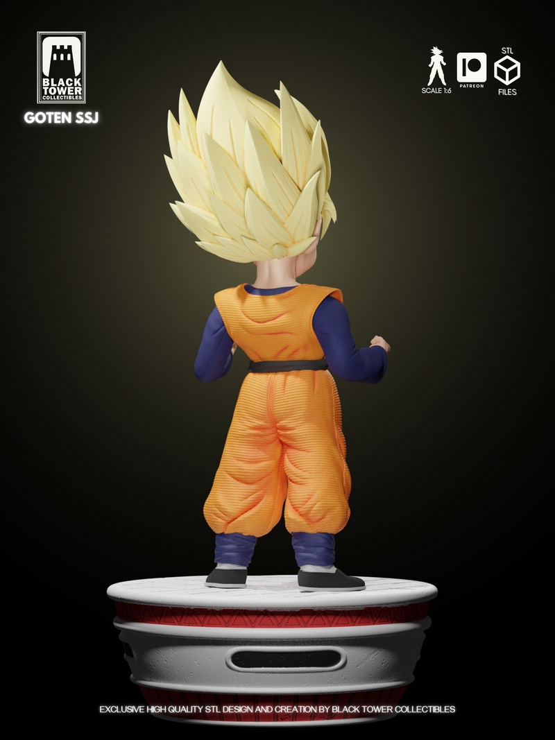 黑塔收藏品-悟天SSJ-3D打印模型|Black Tower Collectibles – Goten SSJ – 3D Print Model