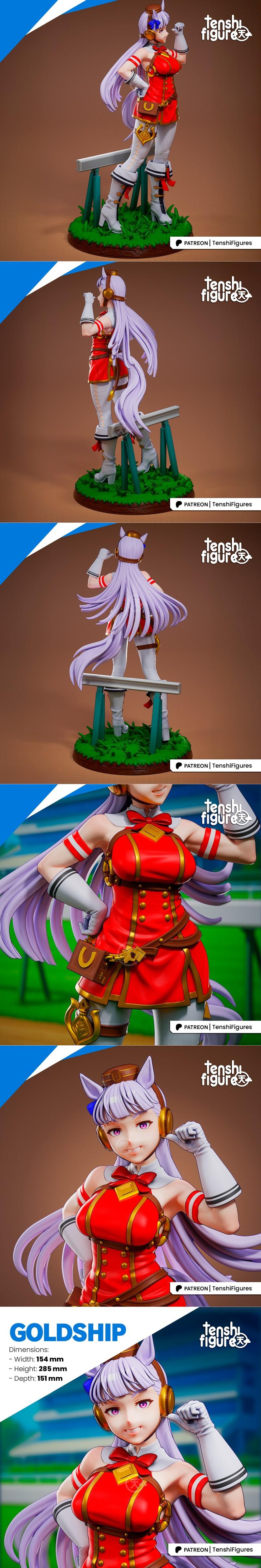 3D打印模型：Uma Musume 赤骥|Tenshi Figures – Uma Musume Goldship – 3D Print Model STL