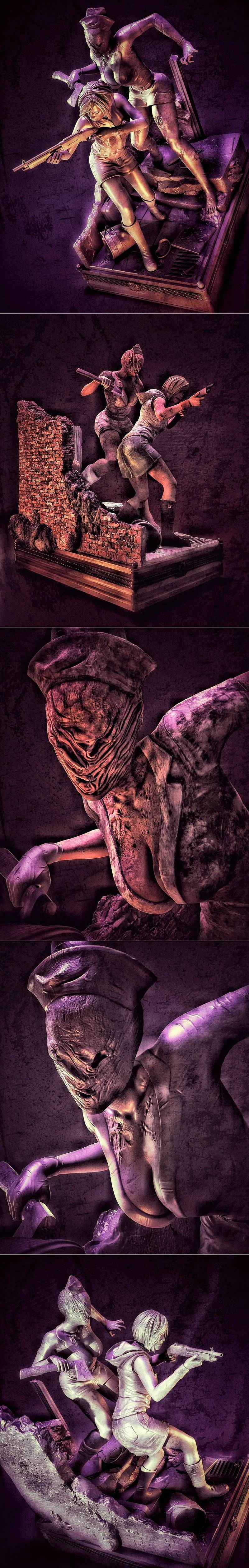 MCM3D – Silent Hill Diorama – Heather & Nurse – 3D Print Model STL