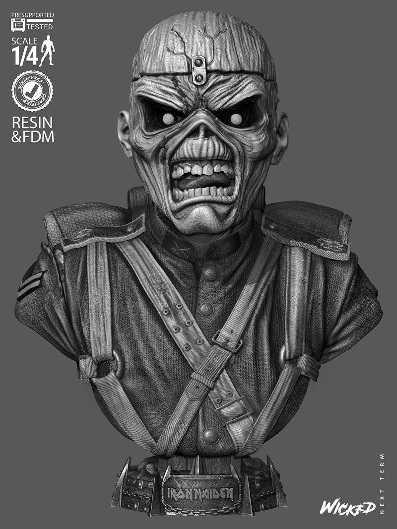 铁娘子3D打印模型|Wicked – Iron Maiden Bust Portrait – 3D Print Model STL