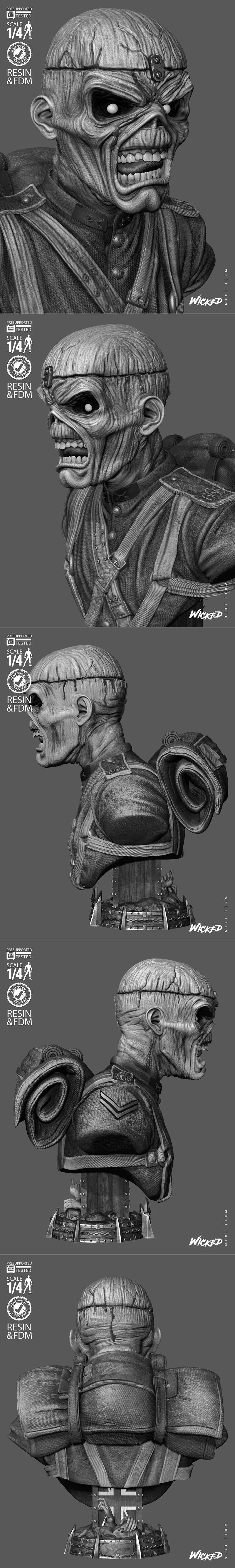 铁娘子3D打印模型|Wicked – Iron Maiden Bust Portrait – 3D Print Model STL